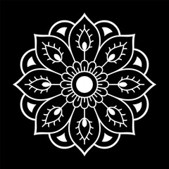 Circular pattern in form of mandala with flower for Henna, Mehndi, tattoo, decoration. Decorative ornament in ethnic oriental style. Outline doodle hand draw vector illustration.