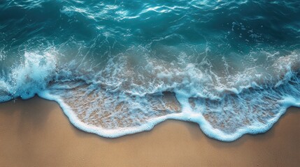 Fototapeta premium Serene Clean Sandy Beach with Gentle Waves, Perfect for Relaxation and Vacation Planning