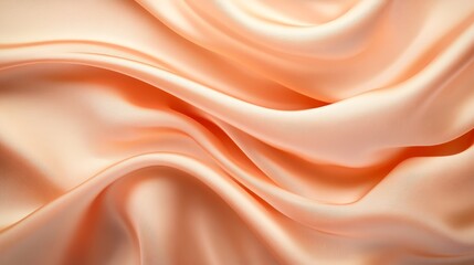 Fototapeta premium Abstract Peach Silk Drape, Textured Fabric, Soft Flowing Lines, Peach, Fabric, Drape