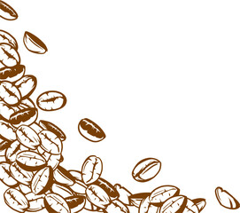 Coffee Beans Border Vector Illustration, Rustic and Organic Design with Brown Outline Coffee Beans, Perfect for Cafe Menus, Packaging, Branding, and Coffee-Themed Projects