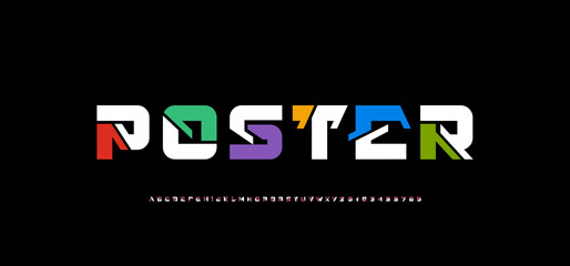 Future font, digital cyber alphabet