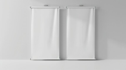 White rollup banner mockup for display purposes. Concept Advertising, Rollup Banner, Mockup, Display, White