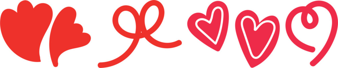 Red Heart Vector Set, Perfect for Valentine's Day, Wedding Invitations, Love-Themed Designs, Greeting Cards, Romantic Branding, and Decoration Projects