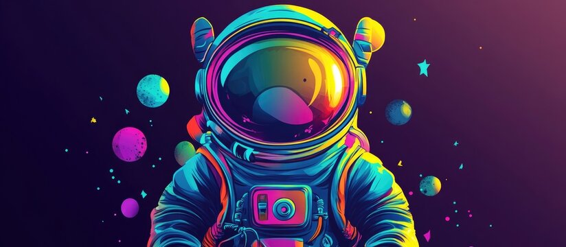 Colorful cartoon depiction of a cyclops alien astronaut in a flat design style
