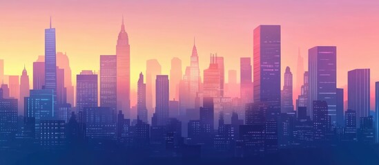 Contemporary city skyline illustration ideal for use in templates backgrounds and architectural designs