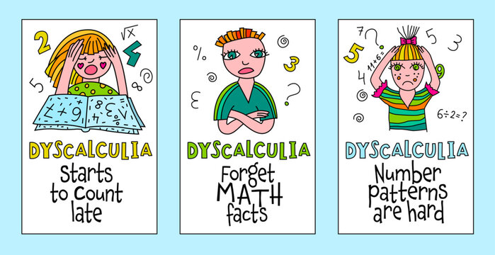Dyscalculia concept. Math disability banner. Vector illustration