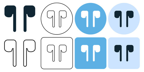 True Wireless Stereo, TWS, wireless headset or earphone,  sign icon symbol ui and ux design, glyphs and stroke line