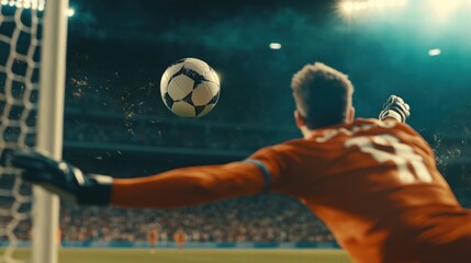 Dynamic Soccer Kick: A Perfect Strike Amidst Electrifying Stadium Energy