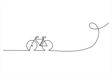 Continuous one line drawing of bicycle outline vector art illustration isolated on white background © MdOmar