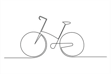Continuous one line drawing of bicycle outline vector art illustration isolated on white background © MdOmar