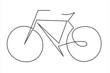 Continuous one line drawing of bicycle outline vector art illustration isolated on white background © MdOmar