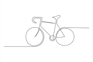 Continuous one line drawing of bicycle outline vector art illustration isolated on white background © MdOmar