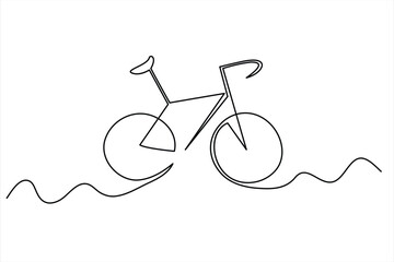 Continuous one line drawing of bicycle outline vector art illustration isolated on white background © MdOmar