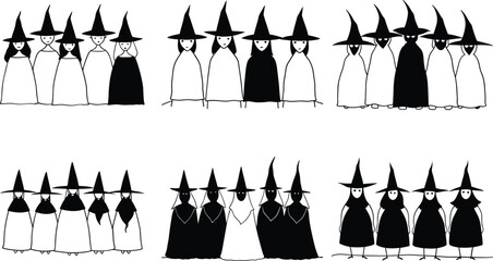 Set of elements Happy Halloween day spooky ghost, Characters and cartoon vector illustration.