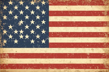 Fototapeta premium A distressed American flag with a vintage look, symbolizing patriotism.