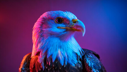 Fototapeta premium eagle in a neon light studio