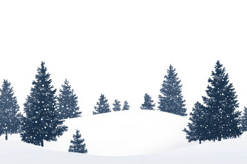 Fototapeta premium PNG A snowy landscape with many pine trees covered in snow background scenery nature.