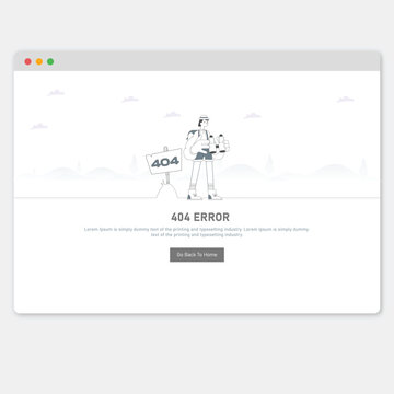 illustration of 404 error, no data found, empty state ui page concept illustration, flat vector design