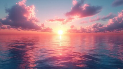 Fototapeta premium Breathtaking Sunset Gradient Over Calm Water for Serenity and Peaceful Moments