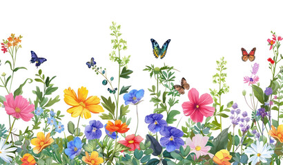 PNG Beautiful floral border butterflies butterfly flowers.
