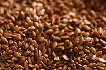 Closeup of brown flax seed