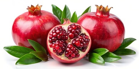 pomegranate fruit with leaves