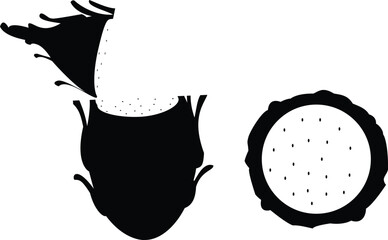 Set of dragon fruit silhouette vector illustrations