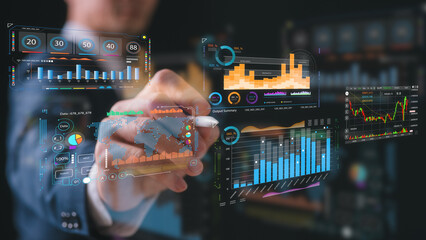 DevOps engineer in Digital transformation technology strategy of business processes and data, optimize and automate operations, customer service management, Businessman using pen work with data chart