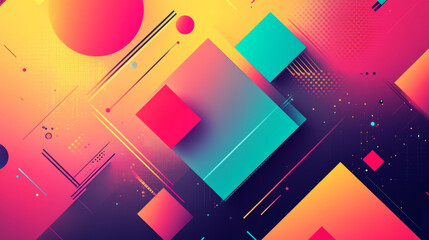 A vibrant background with geometric shapes arranged in a lively way.