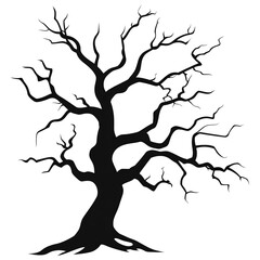Fototapeta premium Halloween Branch tree clean simple silhouette black on white background