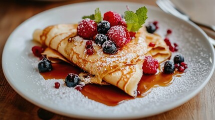 Pancakes with Syrup and Berries