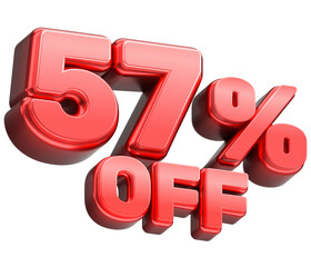 57% off Red 3D Discount Label