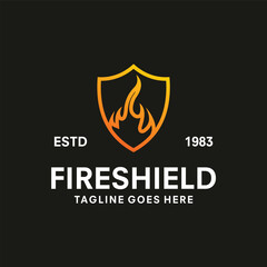 fire shield logo vector template illustration design