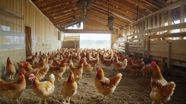 This is a chicken farm where chickens are raised for meat. They live indoors and are fed special food to help them grow.