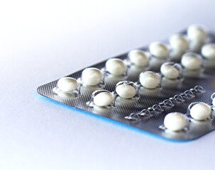 contraceptive pills on table no people stock photo stock image
