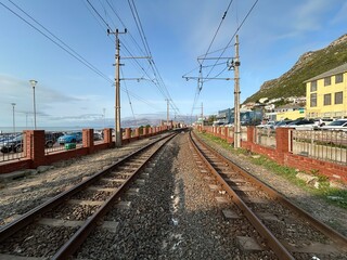 Fototapeta premium railway line at the sea