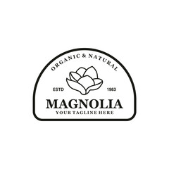 vintage logo magnolia vector template illustration