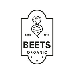 Beet sugar plant vintage template on isolated white background