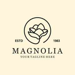 vintage logo magnolia vector template illustration