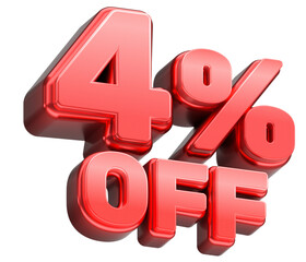 4% Off Sale, Red 3D Letters
