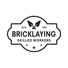 vintage logo bricklaying vector template illustration