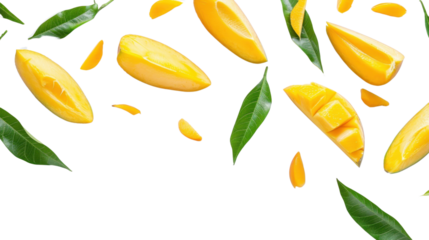 Mango slices on transparent background  