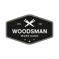 Wood saw logo vector design carpenter tool silhouette woodcutter wood craftsman carpentry company logo