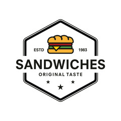 vintage logo sandwich vector template illustration