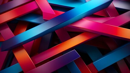 An abstract geometric pattern of sharp lines and bright colors intersecting on a modern art background illustration