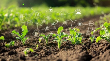 Weeds with agricultural technology icons