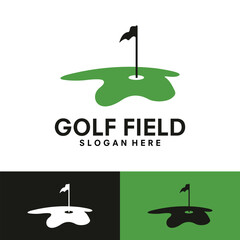 Golf Land logo designs concept vector, Golf flag with swoosh logo