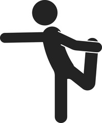 Isolated sport pictogram man aerobics, yoga, stretching, warm up, cooling down exercise 
