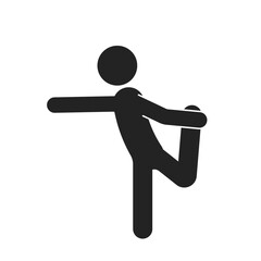 Isolated sport pictogram man aerobics, yoga, stretching, warm up, cooling down exercise 