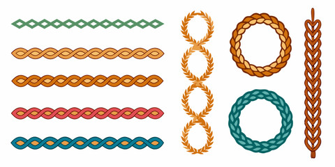 Braided Borders Knitted Ornaments & Decorative Ropes vector	